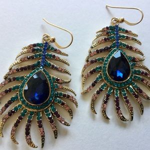 14 krt. Gold Filled Wires Peacock Feather Earrings